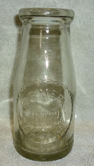 Farmers Union - Adelaide 9oz - Wide Top Milk Bottle - C.  1940 