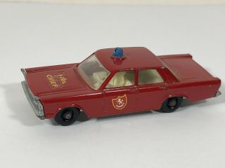 Vintage Matchbox Superfast Red Ford Galaxie 55/59 Fire Chief Car Lesney England