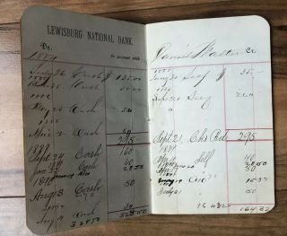 Vintage Bank Book 1880s Lewisburg National Bank Account Of Daniel Walther 2