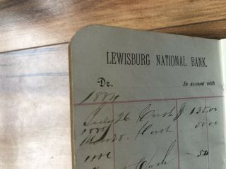 Vintage Bank Book 1880s Lewisburg National Bank Account Of Daniel Walther 3