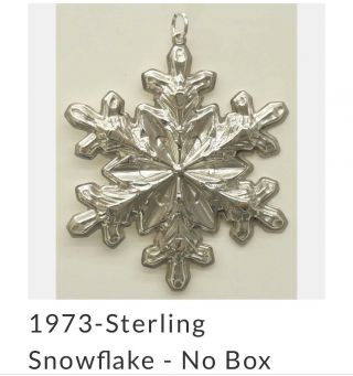 Vintage 1973 Gorham Sterling Silver Snowflake Medallion Christmas Ornament