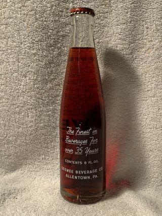 FULL 8oz SEEWEE BEVERAGES BLACK CHERRY ACL SODA BOTTLE ALLENTOWN,  PA 2