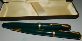 Vintage green Parker Duofold fountain pen set M.  I.  D with Parker box 3