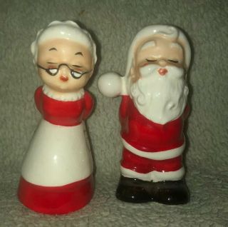 Vintage Mr.  And Mrs.  Santa Claus Salt And Pepper Shakers