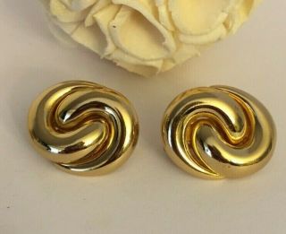 Vintage Christian Dior - Gold Tone Clip Earrings