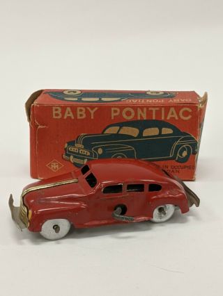 Vintage Tm Occupied Japan Baby Pontiac Wind Up Tin Miniature Toy Car