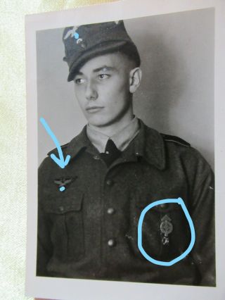 Wwii German Photo Combat Youth Flak Helper Insignia Badges