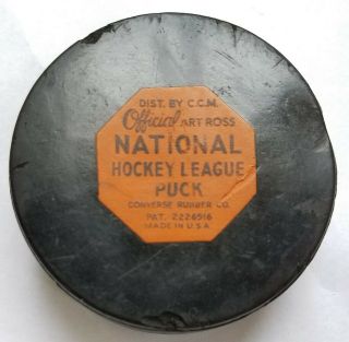 Vintage 1958 - 62 Art Ross Official National Hockey League Game Puck Tyer Ccm Nhl