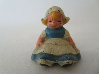 Vintage Hubley Cast Iron Hand Painted Miniature Dutch Girl Figurine