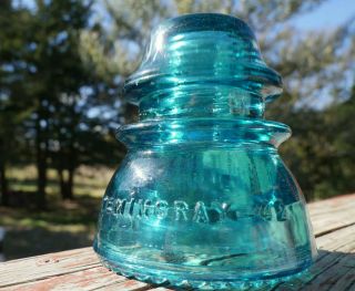 Vintage Large Hemingray 42 Aqua Blue/green Glass Insulator Telephone Pole Cap