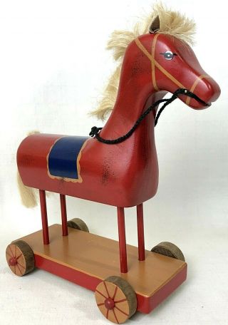 Vintage Colonial Williamsburg Wood Red Horse Xmas Toy Dudley & Emilie Fuller