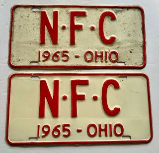 Vintage Personalized License Plate Set 1965 Ohio Plate No.  N.  F.  C.