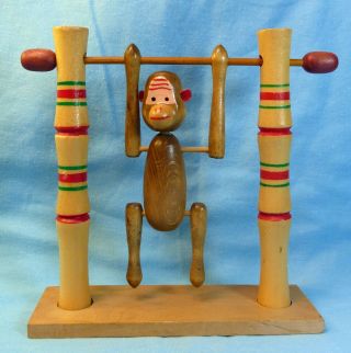Gymnastic Monkey Wooden Flip Toy Made In Japan