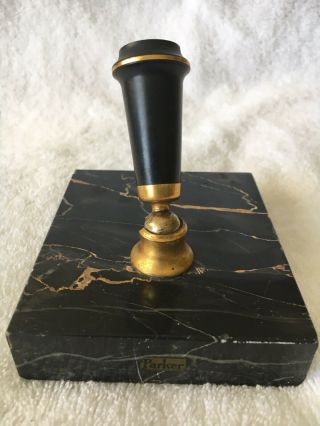 Parker Duofold Fountain Pen Holder Black Marble Base Desk Old Vintage