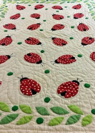 Set Of 2 Vintage Britannica Home Ladybug Twin Size Quilts 86 " X 66 "
