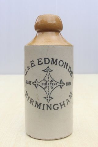 Vintage C1900s G.  & E.  Edmonds Birmingham Stoneware Ginger Beer Bottle