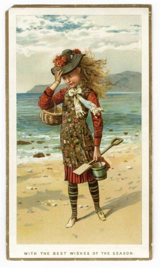 De La Rue Little Girl At Beach Victorian 1880 