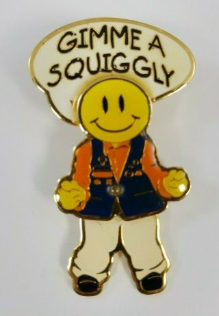 Rare Walmart Lapel Pin Smiley Wal - Mart Pinback “gimme A Squiggly” Legs Move