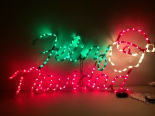 Mr Christmas Light Sculpture Feliz Navidad Santa 4 ' Vintage Chasing Lights NOS 2