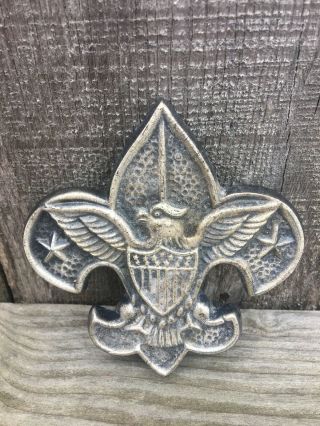 Vintage Bsa Boy Scout Fleur De Lis Emblem Paperweight Solid Metal