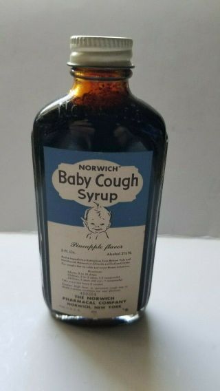 Vintage Norwich Pharmacal Company NY Baby Cough Syrup 3 fl oz Glass Bottle 2