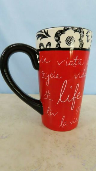 Red,  Black And White Tall Handled Latte/coffee Mug - Religious - Dayspring
