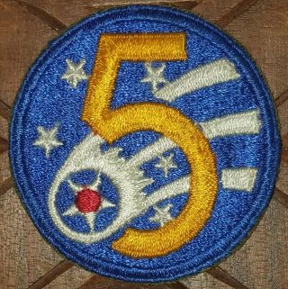 Ww2 Vintage: 5th Us Army Air Forces Shoulder Patch Usaaf: Color Flight