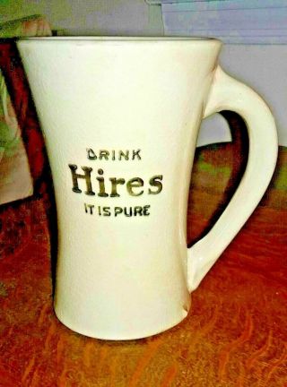 Vintage " Hires " Root Beer Mug " Drink Hires - It Is Pure " Logo On Front