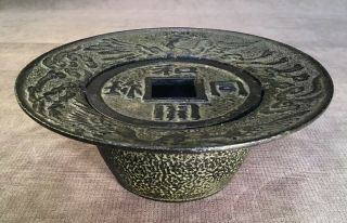 Vintage Japanese Cast Iron Incense Burner Lidded Great Patina