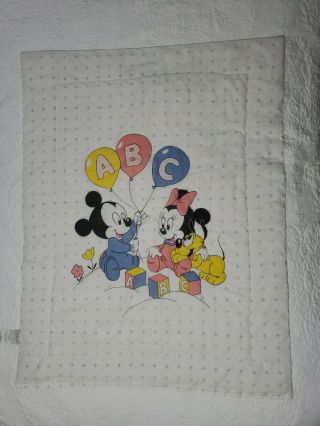 Dundee Vtg Mickey Mouse Minnie Disney Baby Blanket Crib Comforter Balloon Block