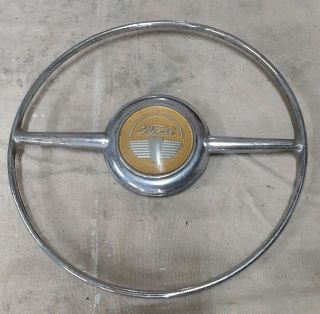Vintage 41 42 45 46 47 48 Ford Deluxe Steering Wheel Trim Ring/horn Button