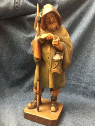 Anri Hand Carved Wood Large 10 " Grim Reaper ? Figurine Italy