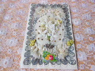 Victorian Paper Lace Valentine Card/silk And Lace Floral Detail