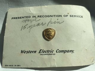 Vintage Western Electric Company 15 Year Service Pin Marked Lgb X