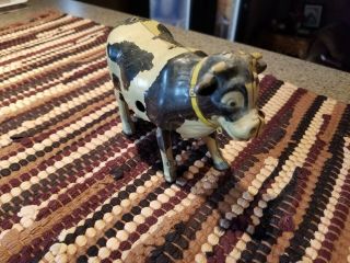 Vintage Tin Litho Wind Up Mechanical Walking Cow - No Key