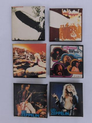 Six (6) - Vintage 1980s Canada Square Pinback Pin Badge - Led Zeppelin