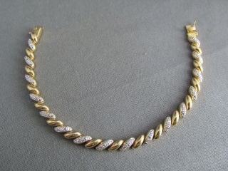 Vintage Ross Simmons Gold Wash Sterling San Marco Diamond Tennis Bracelet