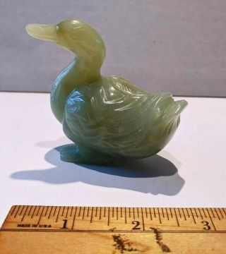 Vintage Chinese Hand Carved Jade Duck With Box 3 "