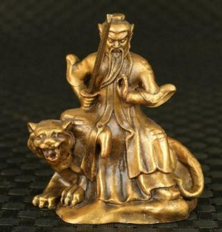 Rare Old Bronze Taoist Priest Tiger Table Decoration Statue Figure Gift /tb01
