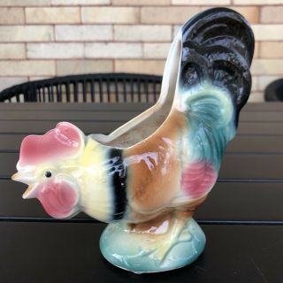 Vintage Royal Copley Pottery Ceramic Rooster Chicken Planter