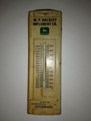 Vintage John Deere Thermometer,  Advertisement Sign,  Wp Balsley,  Morrisonville Il