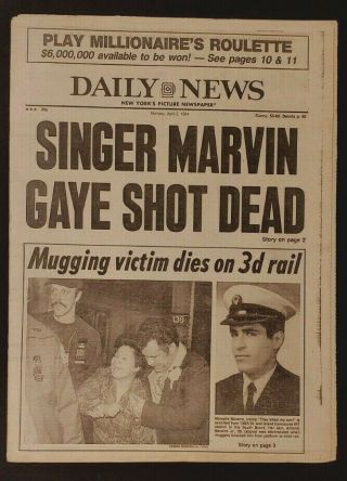 1984 Apr.  2 Ny Daily News Newspaper Singer Marvin Gaye Shot Dead Pgs 1 - 68