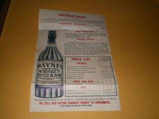 Vintage Price List Rock Rye Gin Whiskey Bottle Hayner Distilling Co St Louis Mo