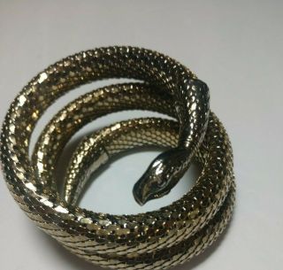Vintage Signed Gold Tone Triple Coil Whiting And Davis Snake Bracelet