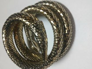 Vintage Signed Gold Tone Triple Coil Whiting and Davis Snake Bracelet 3