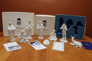 Vintage Boehm White Porcelain Bisque First Noel Nativity Set Holy Family Kings,
