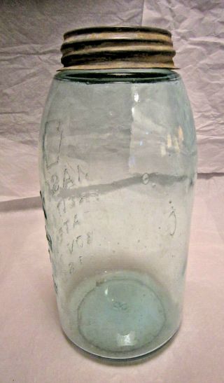 Antique Half Gallon Mason ' s Fruit Jar Patent Nov 30th 1858 Keystone 3