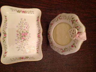 Lenox Porcelain Heart And Flower Picture Frame And Dish