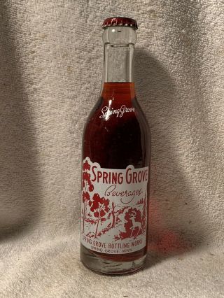 Full 8oz Spring Grove Black Cherry Acl Soda Bottle Spring Grove,  Minnesota