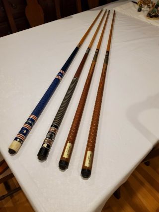 4 Vintage Brunswick Pool Sticks,  All 4 For $100